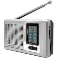 OcioDual Tragbarer Mini Radio BC-R2011 Taschenradio Reiseradio FM/AM Radio Design Antenne Empfanger Lautsprecher 3.5mm Klinke Grau