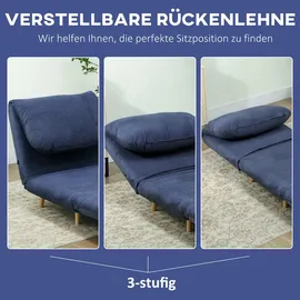 Homcom Schlafsofa Schlafsessel Verstellbar Klappmatratze Gästebett im Cord-Optik, für Schlafzimmer, Wohnzimmer Blau 82 x 89 x 83 cm