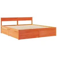 VidaXL Bett mit Schubladen und Matratze Wachsbraun 180x200 Massivholz