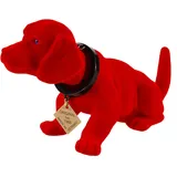 Kremers Schatzkiste Wackeldackel Auto Rot 19cm Nostalgische Deko aus Deutschland Wackelkopf Hund Figur für Hutablage - Lustiges Geschenk für Autoliebhaber - Retro Büro Deko