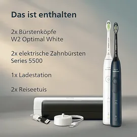 Philips Sonicare 5500 HX7119/01 weiß + 2. Handstück navy