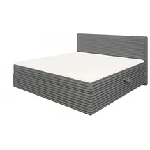S-Style Boxbett Cord mit Stauraum und Topper H3 Neo ¦ grau ¦ Maße (cm): B: 205 H: 110