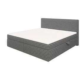 S-Style Boxbett Cord mit Stauraum und Topper H3 Neo ¦ grau ¦ Maße (cm): B: 205 H: 110