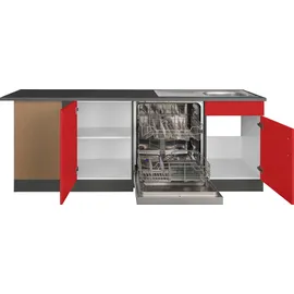 kochstation Winkelküche KS-Paris L-Form 290 x 220 cm rot