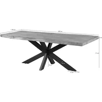 MASSIVMOEBEL24.DE Baumtisch Mango 200x100x77 natur lackiert / Kreuzgestell silber