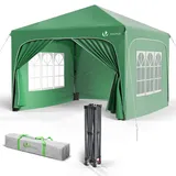 VOUNOT VOUNOT® Pavillon 3x3m mit 4 Seitenteilen & 4 Sandsäcke, Pop Up Faltpavillon, Wasserdicht, Faltbar Gartenzelt Partyzelt, inkl. Tasche, Grün