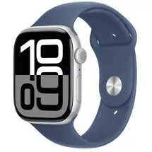 Apple Watch Series 10 GPS 46 mm Aluminiumgehäuse silber Sportarmband denim S/M