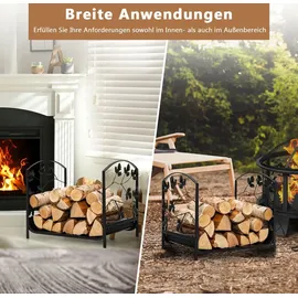Costway Kaminholzregal Metall 41 cm bis 50 kg Schwarz
