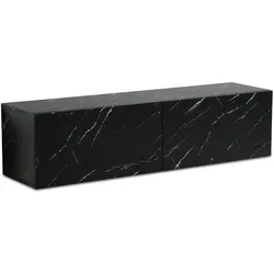KADIMA DESIGN Lowboard Hängend Marmor-Optik Schwarz 120x30x30 cm TV-Schrank, Design Fernsehtisch mit Klapptüren Modern, Fernsehschrank Wand, TV-Kommode