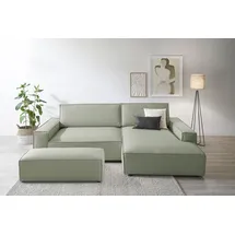 OTTO home Eckcouch Cord 2-Sitzer + 3-Sitzer hellgrün