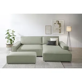 OTTO home Eckcouch Cord 2-Sitzer + 3-Sitzer hellgrün