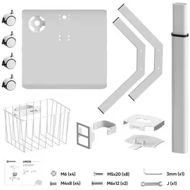 ONKRON Laptoptisch mit Rollen, bis 8 kg Belastung, mobiler Beistelltisch mit Rollen höhenverstellbar, Stehpult Laptop Tisch rollbar, Kleiner Schreibtisch auf Rollen, Stehtisch Büro Weiß LMG30-W