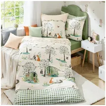 KAEPPEL Kinder-Bettwäsche Picknick Renforcé Mint-grün Größe 1x 135x200 cm + 80x80 cm