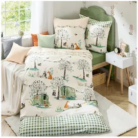 KAEPPEL Kinder-Bettwäsche Picknick Renforcé Mint-grün Größe 1x 135x200 cm + 80x80 cm