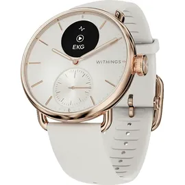 Withings ScanWatch 2 38 mm perl weiß/rosegold, Sport Fluorelastomer-Armband weiß/rosegold