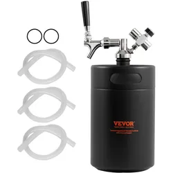 VEVOR Mini Bierfass Bierzapfanlage 5L Druck-Growler Schwarz Haushalt Camping