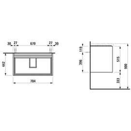 Laufen Waschtischunterbau 2 Schubladen 78,5 x 51,5 x 45 cm Wildeiche