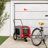 Runheo Fahrradanhänger Hunde rot grau Oxford-Gewebe Eisen robust klappbar faltbar mit Netzfenster Belüftung für Transport Hunde Welpen Katzen Outdoor Reise Spazieren Joggen Wandern