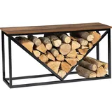IDMarket Kaminholzständer Hawkins Stahl schwarz mit Holzplatte