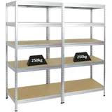 Proregal Mega Deal 2x Schwerlastregal Rivet HxBxT 180 x 90 x 60 cm Fachlast 250 kg Verzinkt