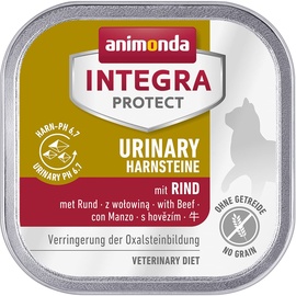 Animonda Integra Protect Adult Urinary Oxalstein Katze Nass, hochwertiges Premiere Katzenfutter Nass getreidefrei , Diätfuttermittel für Katzen mit Harnsteinen, mit Rind, 16 x 100g