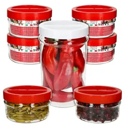 7tlg Set ORTES Vorratsglas 1x 5L & 6x 1,5L Glas Kunststoffdeckel Gitter Einlegen