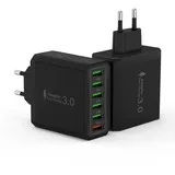 USB Ladegerät 2er-Pack, 6-Ports Schnellladegerät Mehrfach 33W USB Netzteil mit QC 3.0 und USB 3.1A, USB Ladeadapter Ladestecker für iPhone 16 15 14 13 12 11 Pro Max SE XR XS, iPad Pro, Samsung, Handy