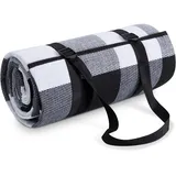 Paco Home Picknickdecke Campingdecke XXL Strand Picknickdecke Wasserdicht Mit Tragegriff Leicht Kompakt Tragbar Isoliert, Farbe:Schwarz-Weiß 1, Größe:150x200cm