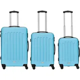 Packenger Trolleyset »Travelstar«, (3 tlg.), Reiseset klein mittel groß Gepäckset Hartschallentrolleys, blau