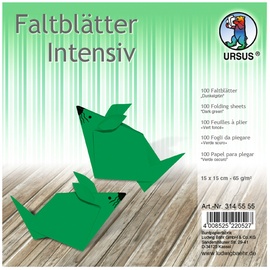 Ludwig Bähr URSUS Falten Faltblätter Uni intensiv, Plakatkarton, 65 g/m2, 15 x 15 cm, dunkelgrün