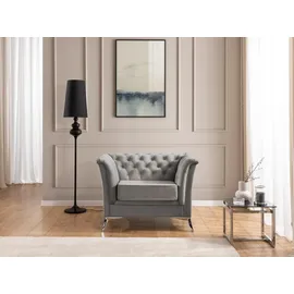 s-style möbel Chesterfield-Sessel Whitby Samt 116 x 78 x 82 cm Grau