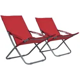 vidaXL Klappbare Strandstühle 2 Stk. Stoff Rot