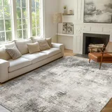 BEIMO Waschbarer Teppich Wohnzimmer, Abstrakt Design Teppich Schlafzimmer Kurzflor, Groß Teppiche rutschfest Weiche für Badezimmer Esszimmer Flur, 160X230CM, Grau-braunton