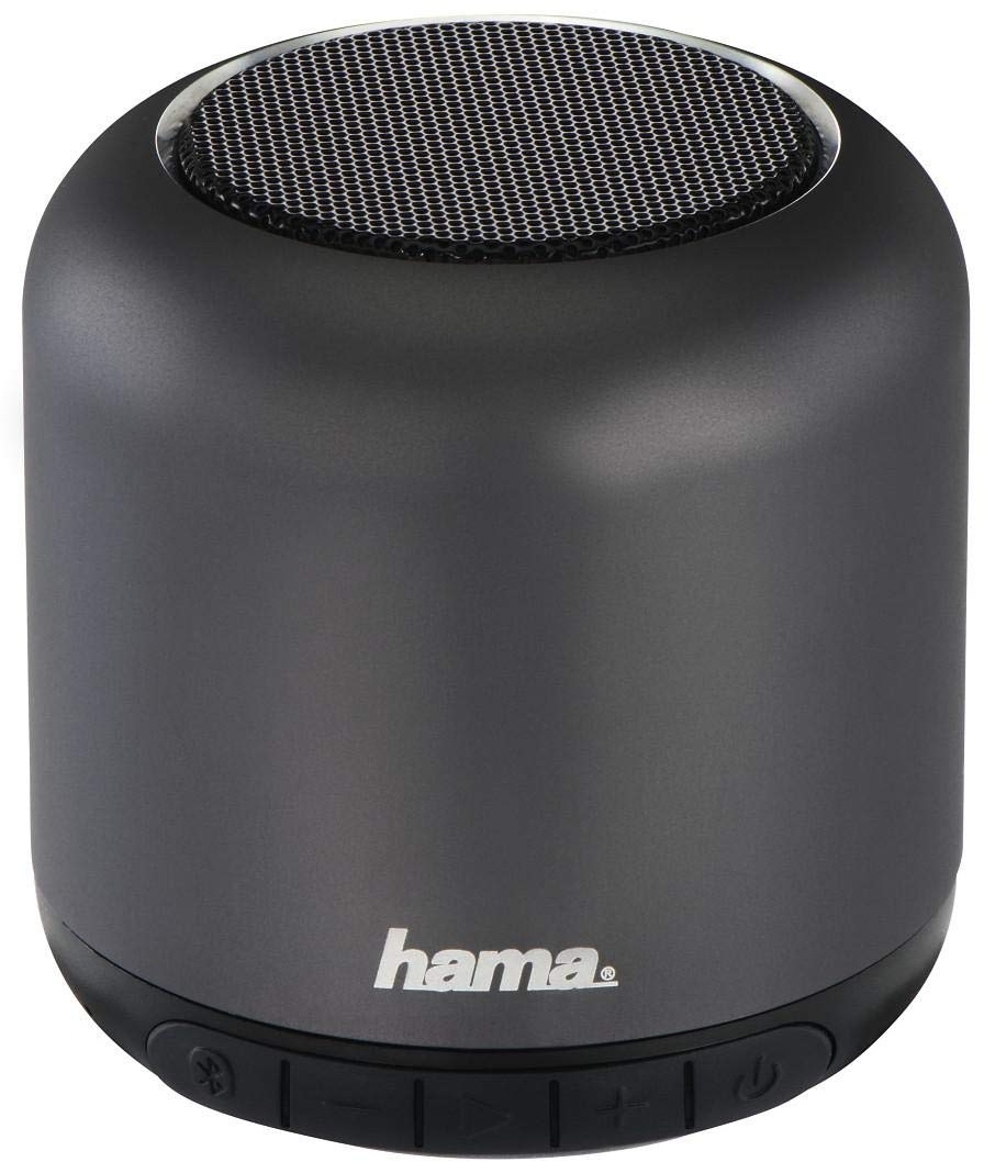 Hama Bluetooth Lautsprecher mit Akku (3W Musikbox, 8h Spielzeit, schnelles Aufladen in 2h, Mini Bluetooth Box mit 10m Reichweite, tragbar, kabellos, AUX, Mikrofon, Freisprechfunktion) grau,anthrazit