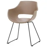 Livetastic Armlehnstuhl, Taupe, Metall, Kunststoff, Kufe, 57x80x58 cm, Esszimmer, Stühle, Esszimmerstühle, Armlehnenstühle