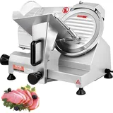 Kommerzieller Fleisch Allesschneider 200 W, Elektrische Aufschnittmaschine Lebensmittelschneider mit 20,32 cm-Kohlenstoffstahlklinge, 0–12 mm Ein...