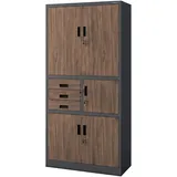 Jan Nowak Aktenschrank Metallschrank Büroschrank mit Tresor Zahlenschloss Schubladen abschließbar Stahlschrank Büro Ordnerschrank Lagerschrank für Aktenordner Dokumente 185 x 90 x 40 cm