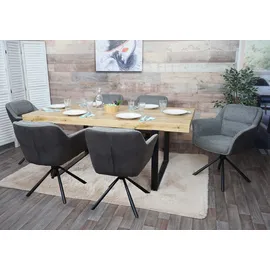 MCW Esszimmerstuhl MCW-K33, Küchenstuhl Stuhl, drehbar Auto-Position, Stoff MVG ~ Kunstleder, grau-dunkelgrau