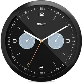 MEBUS Quarz-Wanduhr 26,5 cm 16100 schwarz