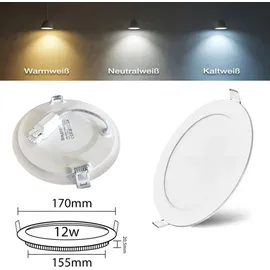 Braytron LED Einbaupanel 12W rund weiß