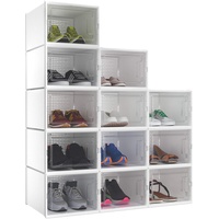 YITAHOME Schuhboxen, 12er Set, Schuhkarton stapelbar stabil, Aufbewahrungsboxen für Schuhe mit transparent Tür und Belüftungslöchern, für Schuhe bis Größe 46, stapelbare schuhbox Weiß