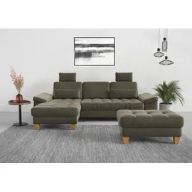 sit&more Ecksofa SIT & MORE "Westham L-Form", grün (lindgrün), B:275cm H:88cm T:172cm, 100% Polyester, Sofas, Ecksofa, mit Recamiere, mit oder ohne Bettfunktion, Bettkasten, Füße Eiche