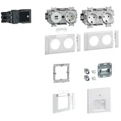 1St. Hager GAPSET1 SET 1 Arbeitsplatz mit 3 Std+USB-Charger 15W 2xRJ45 Cat.6A Fr...
