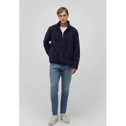 Longpullover MAVI "FULL ZIP SWEATSHIRT", Herren, Gr. L, blau (navy blazer), Stoff, 100% Polyester, unifarben, casual, normal, Rundhals, Langarm, Pullover, Jacke mit Teddystoff