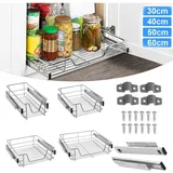 Teleskopschubladen Körbe Teleskopschublade Korbauszug Schrankauszug Küchenschublade 20KG Tragkraft Geeignet für 50cm Schränke(4 Stück) Hengmei