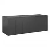 furnicato Gartenbox Garten-Kissenbox PE Rattan 291x100,5x104 cm Schwarz schwarz