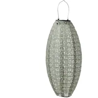 MARELIDA LED Solar Lampion oval mit Blumenmuster grün H:40cm