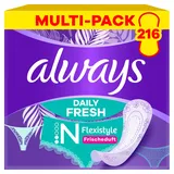 Always Daily Fresh Normal Flexistyle Slipeinlagen 72 Stück, Mit Frischduft, Flexibel, Passt Sich Allen Slipformen An (Packung mit 3)