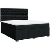 vidaXL Boxspringbett mit Matratze Schwarz 180x200 cm Stoff