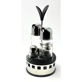 DanDiBo Ambiente Menage-Set Essig und Öl Spender Glas Edelstahl 209 Silber